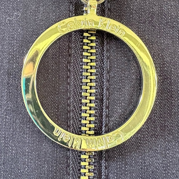 Calvin Klein Charcoal Midi Sheath Dress with Gold Zipper - Picture 7 of 7